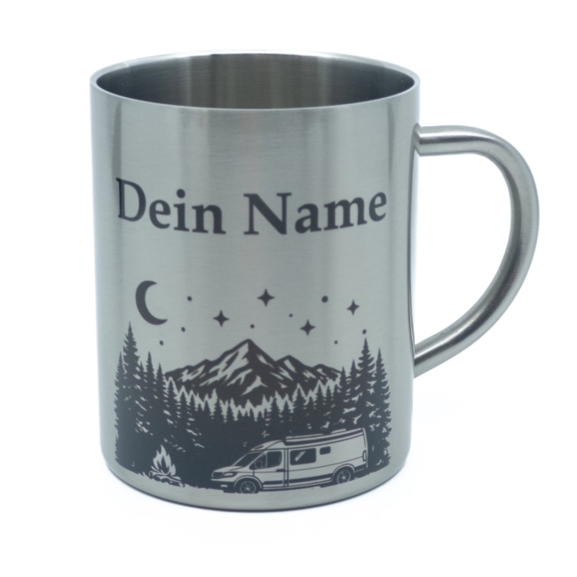 Tasse Edelstahl Camping mit Name
