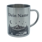 Tasse Edelstahl Camping mit Name